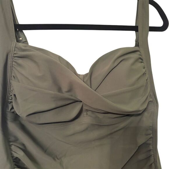 Mycoco Women's Twist Front Tankini Swimsuit Green Size 12 Standard - Picture 4 of 10